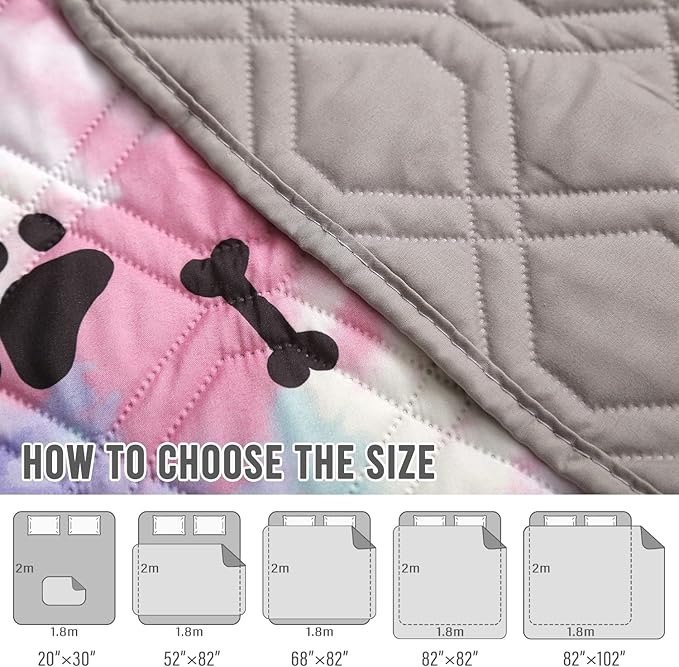 Dog Bed Cover for Pets Blankets Rug Pads for Couch Protection Waterproof Bed Covers Dog Blanket Furniture Protector Reusable Changing Pad (20X30, Red+Black Paw Bone)