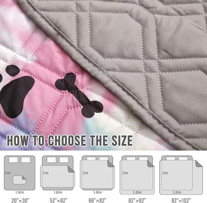 Dog Bed Cover for Pets Blankets Rug Pads for Couch Protection Waterproof Bed Covers Dog Blanket Furniture Protector Reusable Changing Pad (20X30, Red+Black Paw Bone)
