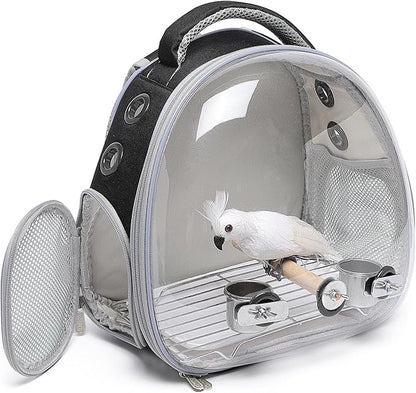 Portable Travel pet Backpack Carrier Hamster Bag Guinea Pig Bird Small Dog cat Turtle Carrier Rabbit Cage Squirrel Bearded Dragon Breathable Hangbag (Accessories+Black)