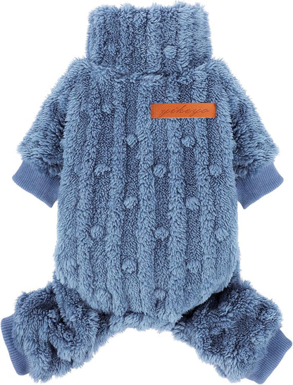 Dog Sweater for Small Dogs, XXS Dog Sweaters Turtleneck Doggie Pajamas Jumpsuits, Small Doggy Clothes Girl Boy, Cold Weather Puppy Onesie Outfits Yorkie Chihuahua Apparel, Blue, S