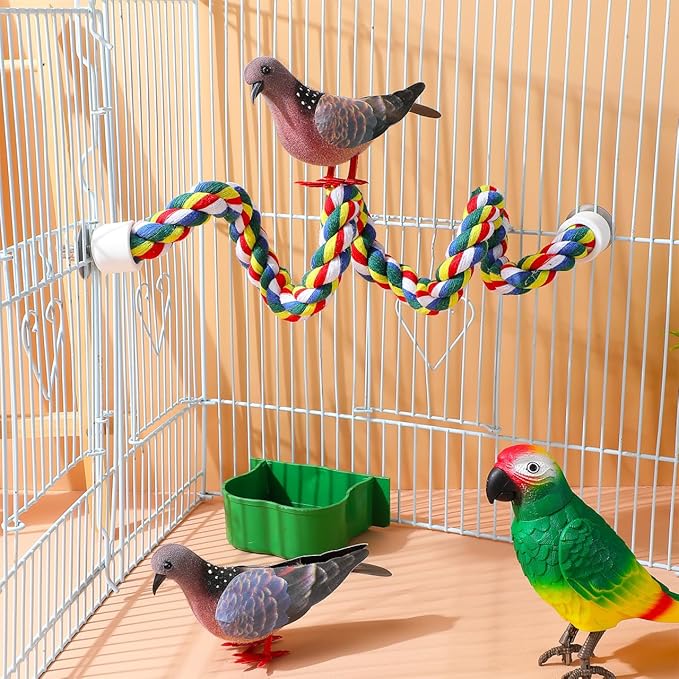 Colorful Bird Rope Perch Stand, Birdcage Swing Spiral Toys, Bird Bungee Rope Perches Toys Cage Accessories for Cockatiels Parrot Birds (60CM/23.6inch)