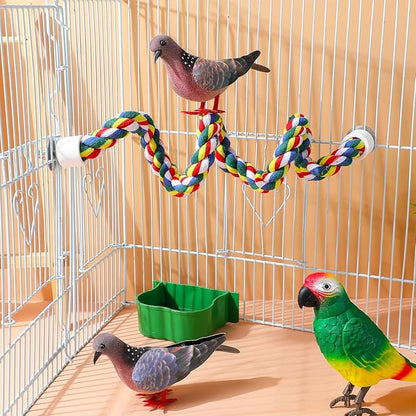 Colorful Bird Rope Perch Stand, Birdcage Swing Spiral Toys, Bird Bungee Rope Perches Toys Cage Accessories for Cockatiels Parrot Birds (60CM/23.6inch)