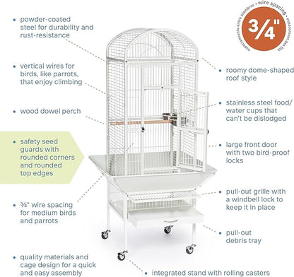 Prevue Pet Products 34512 Dometop Bird Cage, Small, Chalk White