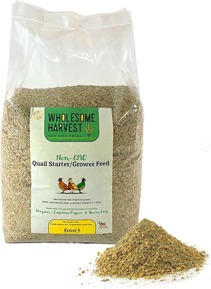 Non-GMO Quail Starter Grower Feed, Button Food 10lbs