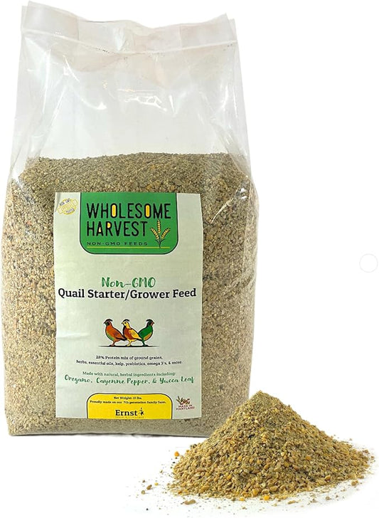 Non-GMO Quail Starter Grower Feed, Button Food 10lbs