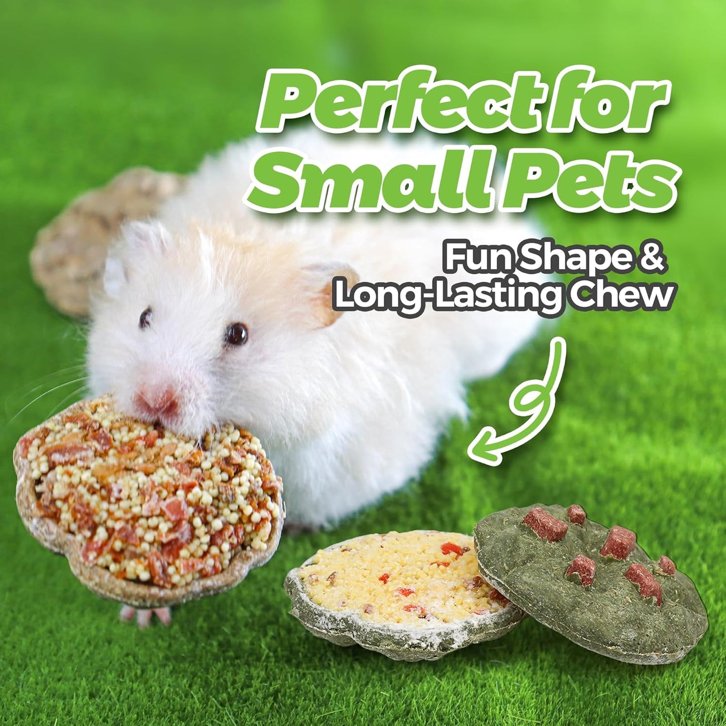 TEEWY Cookie Guinea Pig Toys, Natural Vegetables, Fruits and Timothy, Hamster Chew Toys for Teeth, Hamster Chews for Guinea Pig, Gerbil, Chinchilla and Rat, 3PCS