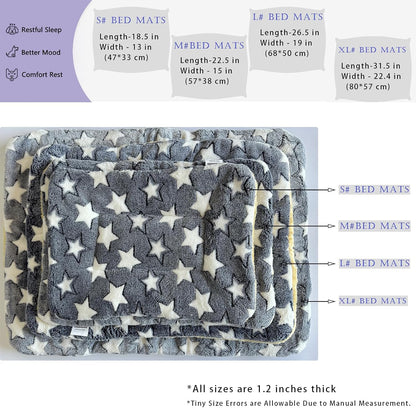 2 Pcs Pet Bed Mats. Ultra Soft Pet (Dog/Cat) Bed with Cute Prints. Reversible Faux Lambswool Kennel Pad for Medium Small Dogs and Cats. Machine Washable Pet Bed.