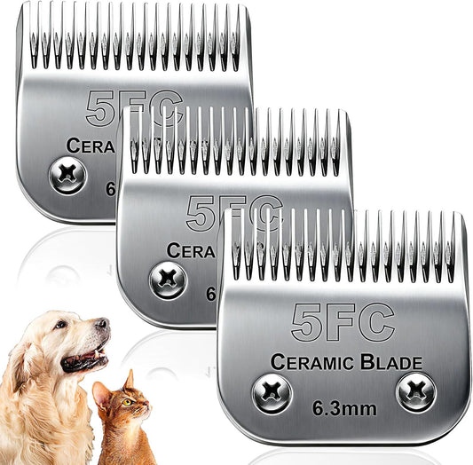 Dog Grooming Replacement Blades Compatible with Andis Dog Clipper, Dog Clipper Blades Compatible with Oster A5,Wahl KM-10 Series Dog Clipper,#5FC Blades (6.3mm)
