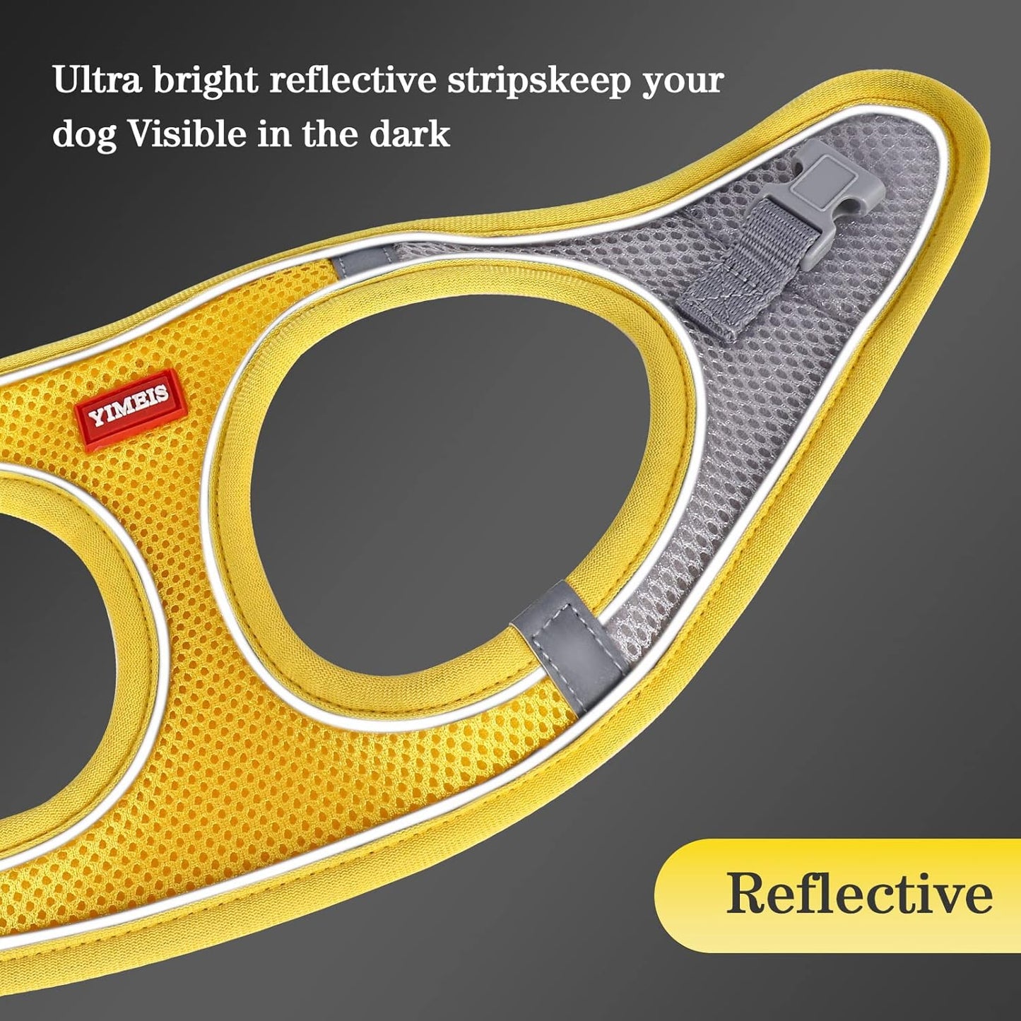 YIMEIS Dog Harness and Leash Set, No Pull Soft Mesh Pet Harness, Reflective Adjustable Puppy Vest for Small Medium Large Dogs, Cats (Yellowgrey, Small (Pack of 1)