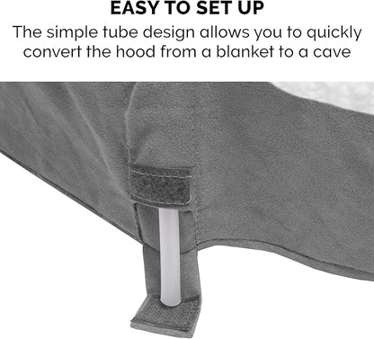 Furhaven 35" Round Orthopedic Dog Bed for Large/Medium Dogs w/ Removable Washable Cover, For Dogs Up to 50 lbs - Sherpa & Suede Snuggery - Gray, 35-inch