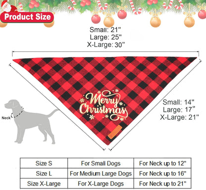ADOGGYGO 2 Pack Dog Bandana Christmas Classic Plaid Triangle Pet Scarf Bibs Kerchief Merry Christmas Bandanas for Medium Large Dogs Pets (Large)