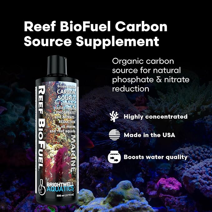 Brightwell Aquatics Reef BioFuel - Organic Carbon Supplement for Marine and Reef Aquariums, Aiding Bacterioplankton Growth That Promotes Rapid Phosphate and Nitrate Reduction, 2 L