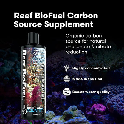 Brightwell Aquatics Reef BioFuel - Organic Carbon Supplement for Marine and Reef Aquariums, Aiding Bacterioplankton Growth That Promotes Rapid Phosphate and Nitrate Reduction, 20 L