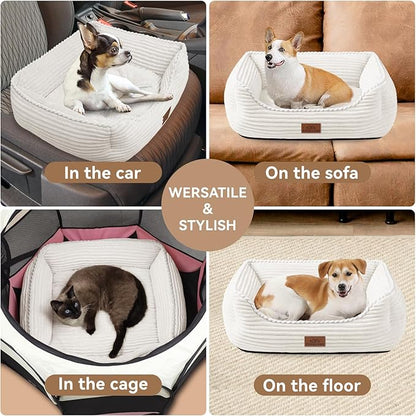 Orthopedic Dog Bed for Medium Dogs,Dog Sofa Beds Supportive Foam Pet Couch Bed with Removable Washable Mat and Nonskid Bottom (Medium, Cream)