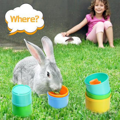 8 Pcs Stacking Cups for Rabbits - Safe Reusable Bunny Toys in Different Sizes, Durable Rainbow Colored Nesting Toys for Small Animals Bunny Hiding Food Playing Bunny Gifts