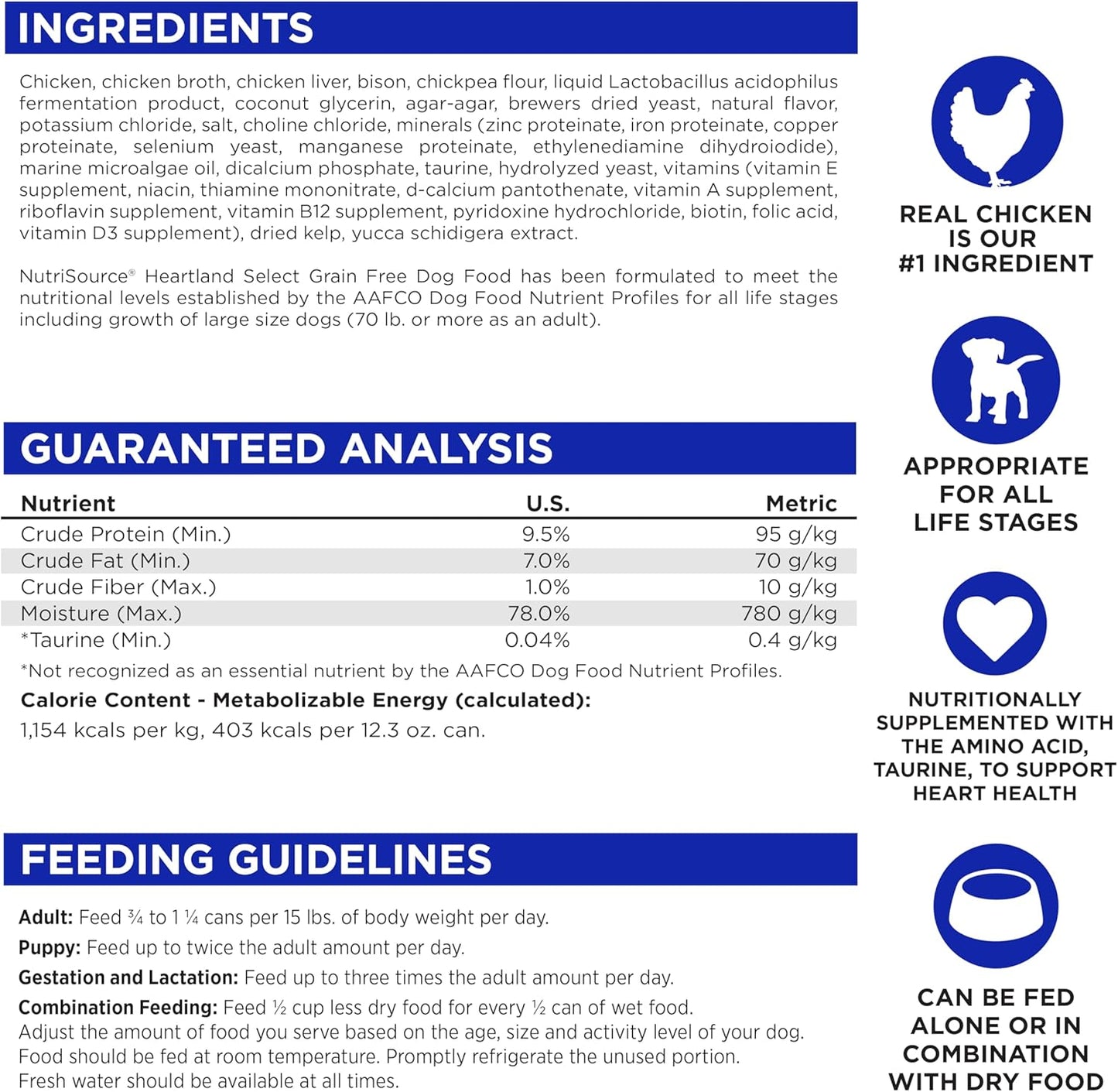 NutriSource Grain Free Heartland Select Recipe Dog Food, Premium Wet Dog Food, 12.3 Ounce (Pack of 12)