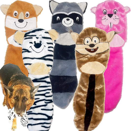 Jalousie 5 Pack Stuffingless Dog Squeaky Toys Dog Toy w/Durable Liner No Stuffing Dog Toy - Dog Toys Crinkle Paper Squeaker Toy for Medium Large Dogs (5 Pack - Color 3 - Crinkle Paper and Squeaker)
