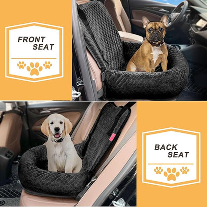 Sephyroth Dog Car Seat for Small/Medium Dogs,Dog Car Bed Washable Pet Travel Safety Car Seat,Super Soft Safe Removable Pet Booster Seat,Fits for All Cars(Black)