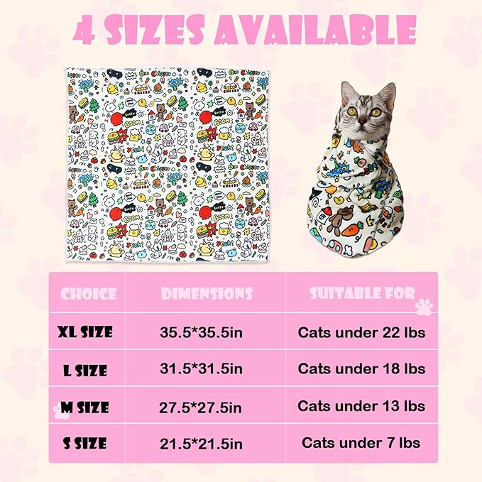 Cat Wrap for Cutting Nails Large Size 35.5in Self-Adhesive Cat Grooming Wrap Cat Nail Clipper Hammock Soft Cat Restraint Bag for Nail Clipping Cat Grooming Supplies(Under 22lbs)