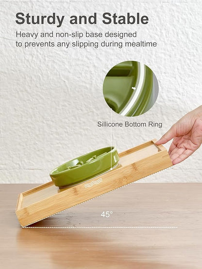 Ceramic Maze Dog Slow Feeder with Non-Slip Silicone Rim – Heavy-Duty Stoneware Bowl with Puzzle Pattern for Bloating & Obesity Prevention (Ice Blue-S)