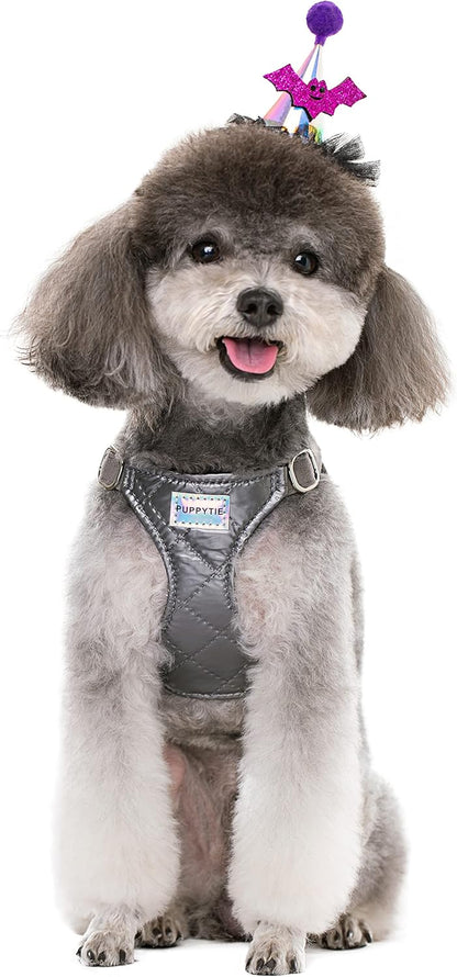 Puppytie No Pull Small Dog Harness with Multifunction Dog Leash,Lightweight Soft Adjustable No Choke Escape Proof Pet Harness Vest Pet Harness Vest,Glossy Grey,S