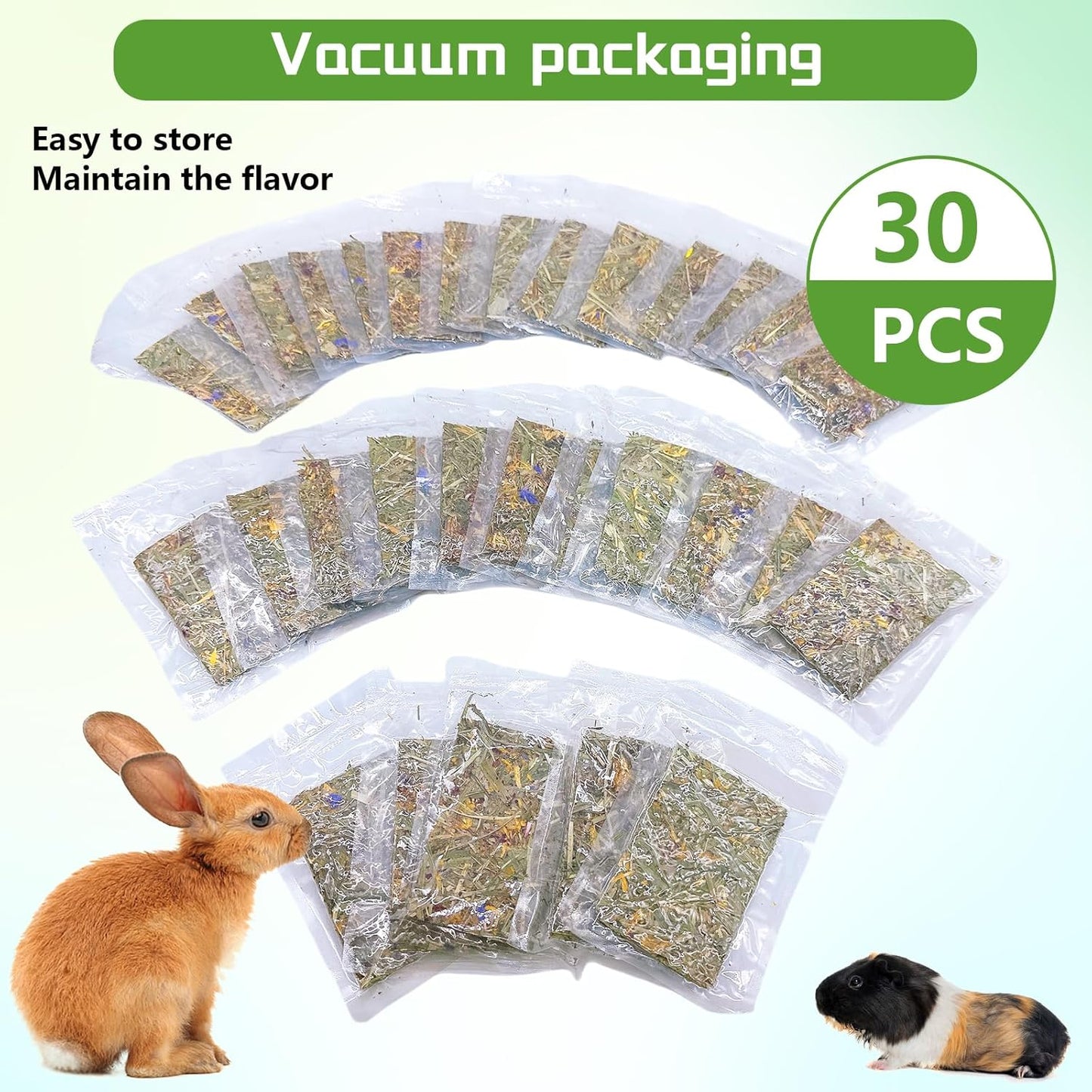 Hamiledyi Rabbit Chew Toys 30 Pieces Natural Timothy Hay Chips Bunny Molar Treats with Herbal Floral Scent for Guinea Pig Chinchilla Hamster