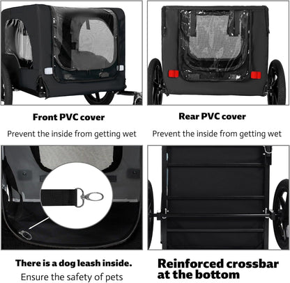 Pet Bike Trailer for Dogs, 88LBS Capacity Dog Bicycle Trailer with 20" Pneumatic Rubber Wheels, Multi-Directional Ventilation, Waterproof Cover, Perfect for Cycling with Pets