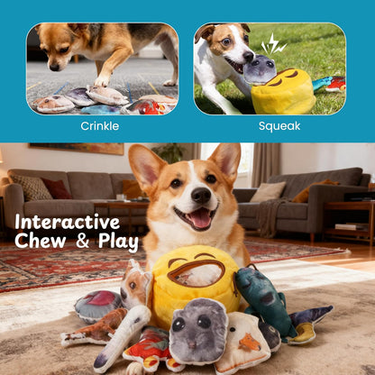 Nocciola Plush Squeaky Dog Toys – 12 Pack Small Dog Chew Toys with Squeakers, Soft Stuffed Puppy Toys with Carry Bag for Small & Medium Dogs