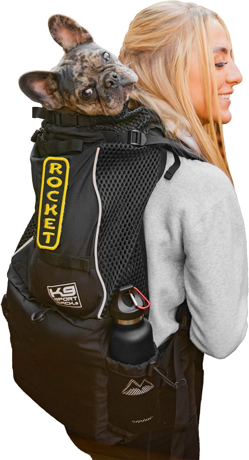 K9 Sport Sack Knavigate - X-Small, Midnight Black - Ideal for Dogs with 9-12” Back Length - Adjustable, Backpack-Style Carrier with Internal Frame & Padded Hip Belt