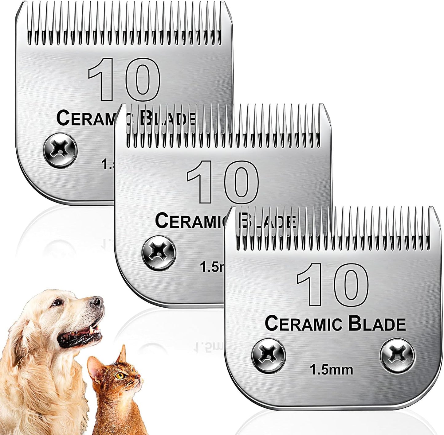 Dog Grooming Replacement Blades Compatible with Andis Dog Clipper, Dog Clipper Blades Compatible with Oster A5,Wahl KM-10 Series Dog Clipper,#10 Blades (1.5mm)