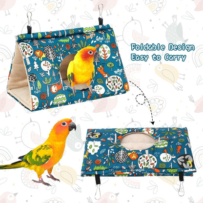 Rypet Winter Warm Bird Nest House - Hanging Hammock Velvet Shed Hut Cage Plush Fluffy Birds Hideaway Sleeping Bed Fuzzy for Parrot Parakeet Cockatiels Budgies Lovebird Medium（Blue）
