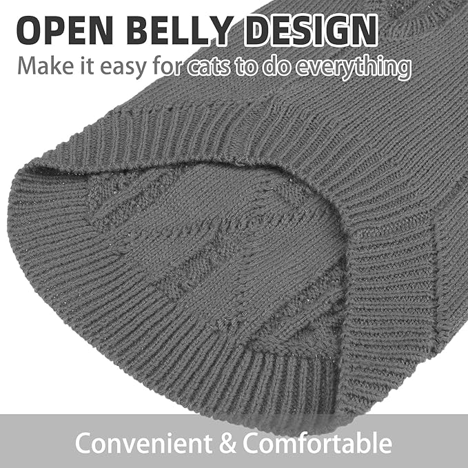 PUPTECK Winter Cat Sweater Coat - Soft Warm Cold Weather Clothes Knitwear for Kittens & Small Dogs Indoor Outdoor Wearing, Knitted Classic for Doggies Kitties Girls Boys, Grey, S