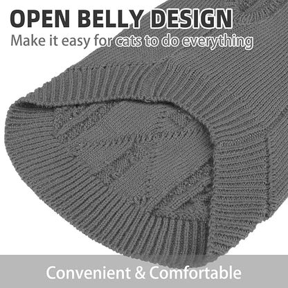 PUPTECK Winter Cat Sweater Coat - Soft Warm Cold Weather Clothes Knitwear for Kittens & Small Dogs Indoor Outdoor Wearing, Knitted Classic for Doggies Kitties Girls Boys, Grey, S