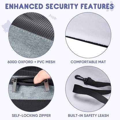 BALEINE Cat Carrier, Puppy Dog Carrier for Small Medium Pets Up to 22 Lbs, Soft-Sided Dog Travel Bag with Safety Zippers, Collapsible Pet Carrying Case (Gray, XL, 19"x12"x12")