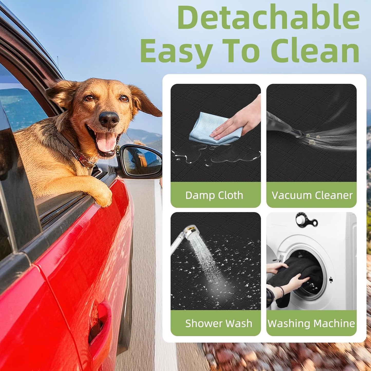 Back Seat Extender for Dogs - Extra 40% Space, Dog Car Seat Cover Hard Bottom Holds 400lbs, Waterproof Dog Hammock & Car Seat Cover with Mesh Window, Perfect Travel Bed for Cars, SUVs