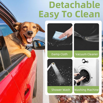 Back Seat Extender for Dogs - Extra 40% Space, Dog Car Seat Cover Hard Bottom Holds 400lbs, Waterproof Dog Hammock & Car Seat Cover with Mesh Window, Perfect Travel Bed for Cars, SUVs