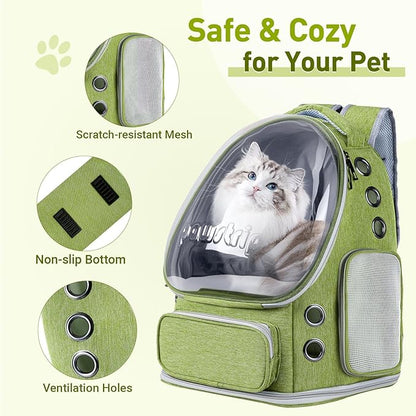 Cat Backpack Carrier with Bubble Window, Breathable & Foldable Pet Travel Carrier for Small Dogs and Cats, Airline-Approved for Hiking & Outdoor Use