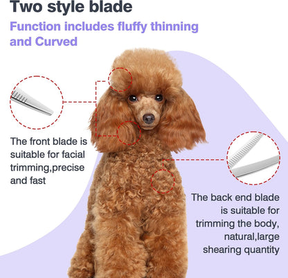Professional Curved Thinning Scissors for Dog Grooming, 30-Degree Curvature, Japanese 440C for Trimming Dogs Cats and Other Pets face and paws