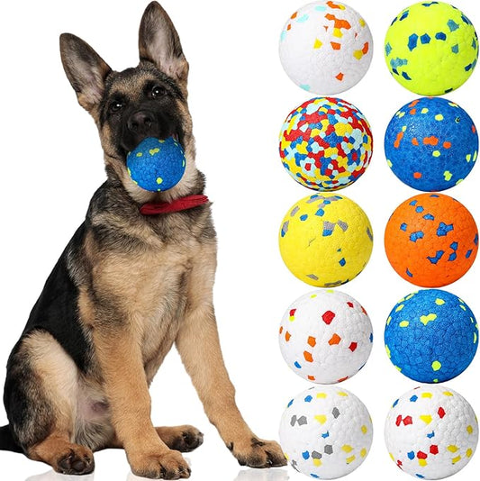 Lenwen 10 Pcs Dog Toy Ball for Aggressive Chewers Interactive Dog Ball for Boredom and Stimulating Bouncy Floating Rubber Toy for Large Medium Small Puppy(2.5 Inch,Glitter Color)