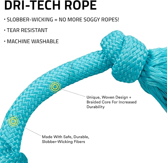 Playology Dog Toys | Dri-Tech Rope Toy Tug of War Rope for Aggressive Chewers | Jumbo Peanut Butter Scented Toy - Easy to Clean and Made from Non Toxic Materials