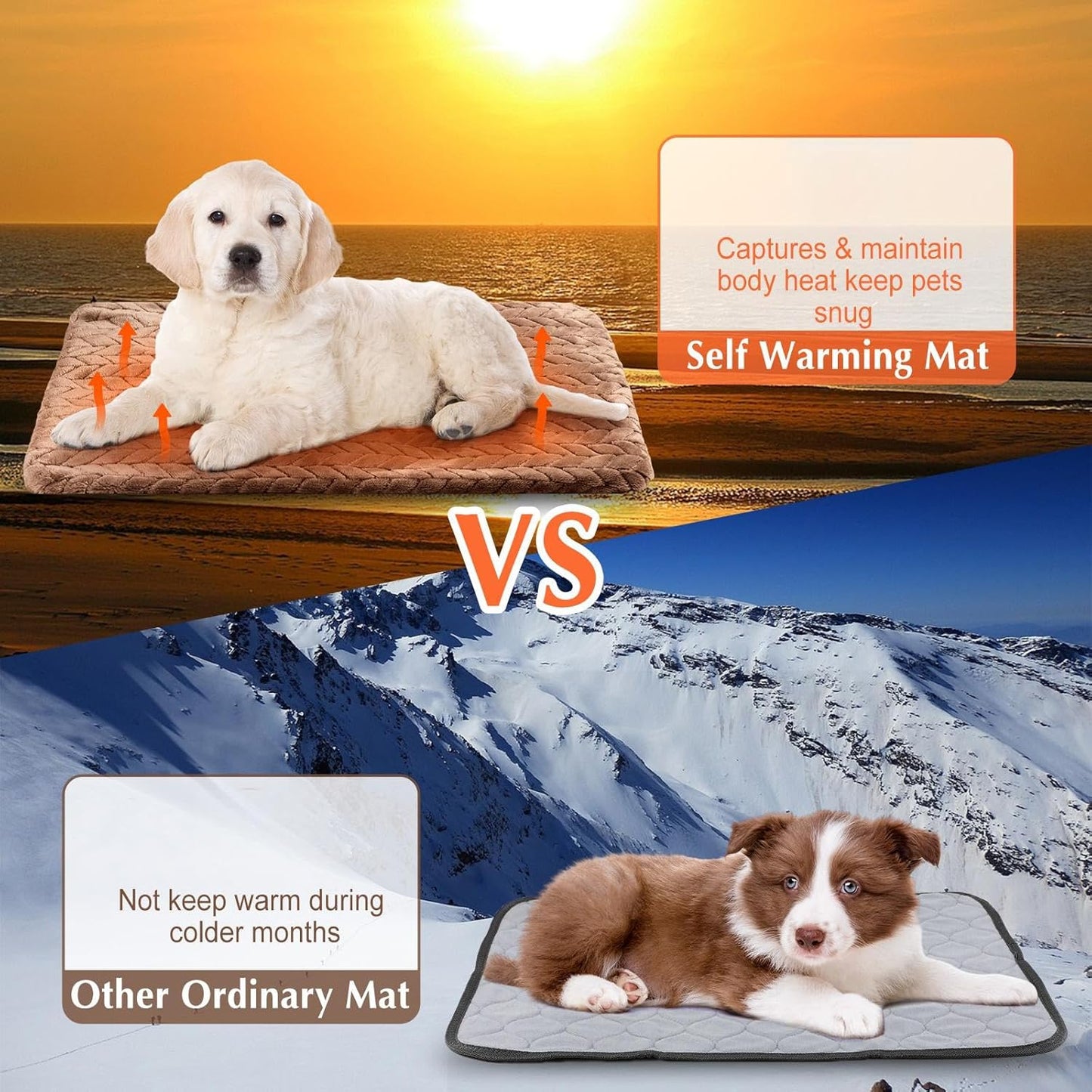 4 Pack Self Heating Cat Pad 16 x 20 Inch Self Warming Cat Bed Non Slip Warm Dog Pad Mat Washable Pet Kennel Crate Bed Mat for Indoor Outdoor Pets(Camel,16 x 20 Inch)