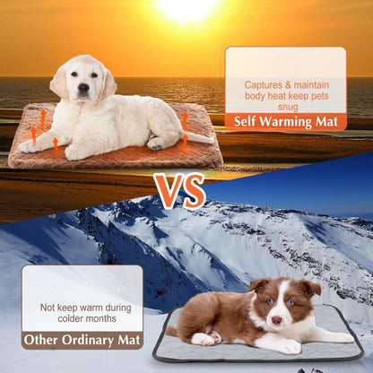 4 Pack Self Heating Cat Pad 16 x 20 Inch Self Warming Cat Bed Non Slip Warm Dog Pad Mat Washable Pet Kennel Crate Bed Mat for Indoor Outdoor Pets(Camel,16 x 20 Inch)