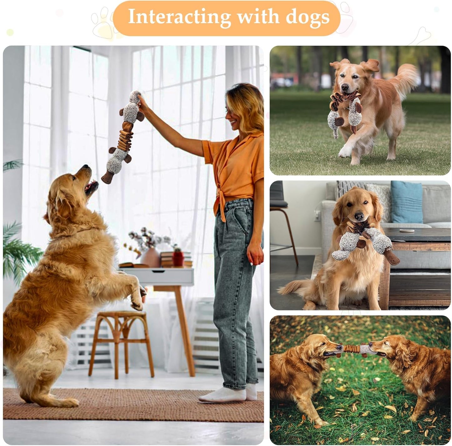 Squeaky Dog Toys, Stuffed Large Dog Toys to Keep Them Busy, Interactive Plush Chew Toys with Crinkle Paper, Tough Pet Animal Toys for Small Medium Large Dogs - Platypus