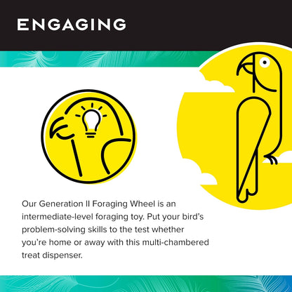 Featherland Paradise Creative Foraging Systems Foraging Wheel, Interactive Bird Cage Toy Feeder