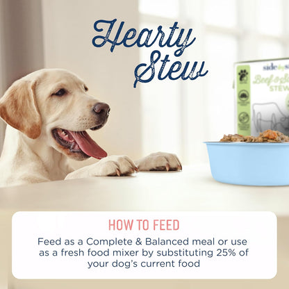 Side by Side Beef & Salmon Stew - Neutral Wet Dog Food & Dog Food Topper for All Breeds - Made with Nutrients & Whole Raw Ingredients - No Artificial Additives or Fillers - USA Made (12.5 oz, 6-Pack)