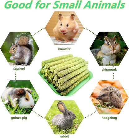 Rabbit Toys,Timothy Hay Stick for Guinea Pig Toy Bunny Chew Toys for Teeth Grinding Hamster Alfalfa Bite Treat Rabbit Molar Food Snack for Pet Rat Chinchilla Squirrel Gerbil-58PCS