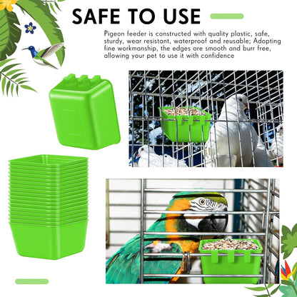 Maxdot 50 Pcs Cage Cups Chicken Feeder Cups 16 oz Hanging Bird Food Water Bowl Bunny Cage Feeding Dish for Pet Parrot Rooster Parakeet Gamefowl Poultry Pigeon(Green)