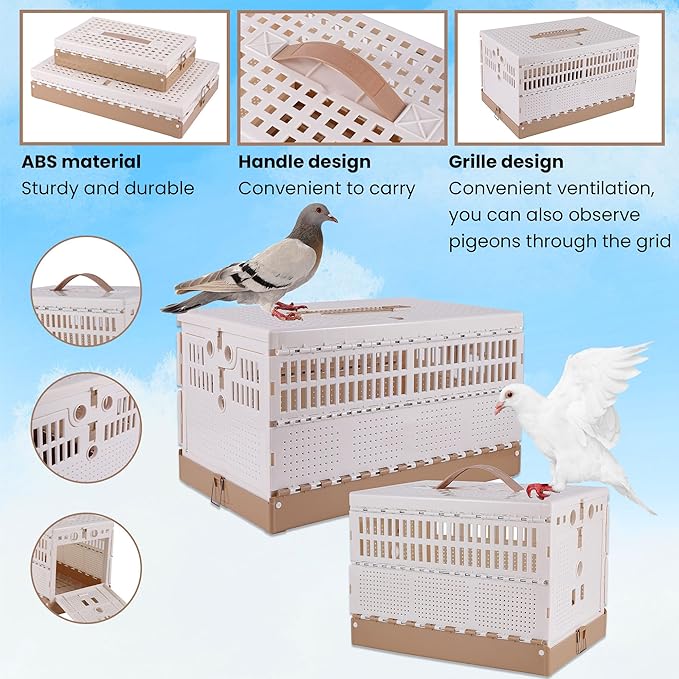 Plastic Folding Pigeon Cage, Portable Pet Bird Travel Cage Carrier Pigeon Cage Pairing Cage Pigeon Nest Box Easy to Clean for Training and Release Competition (XL)