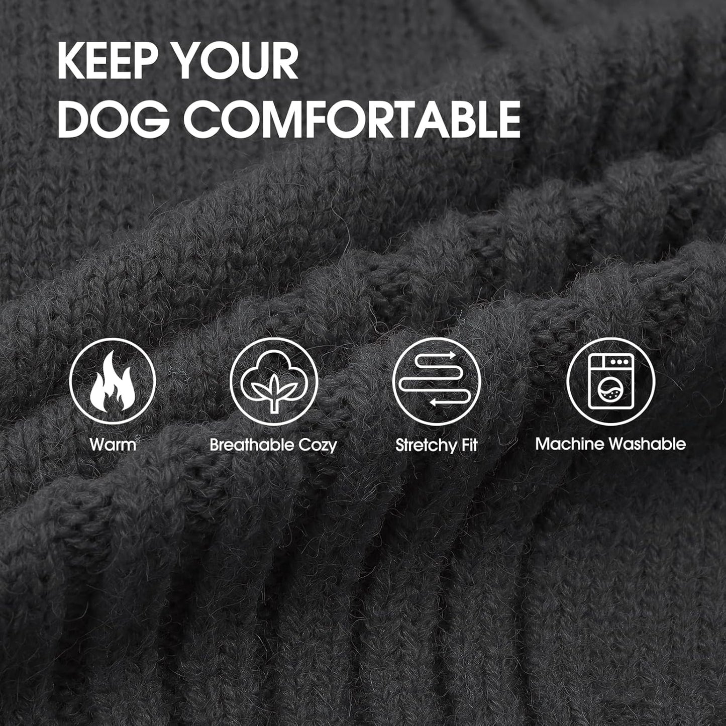 IECOii XL Dog Sweater,Winter Doggy Clothes for Large Dogs Girl Boy,Warm Pullover Soft Dog Sweater Turtleneck,Lightweight & Good Stretch for Active Dogs Like Beagle,Border Collie (Grey,XLarge)