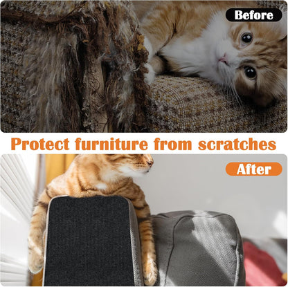 Cat Scratch Furniture Protector - 158" x 13.8" Trimmable Self-Adhesive Cats Claws Scratch Pads, DIY Cat Climbing Couch Protector for Scratch Post Cat Tree Replacement Indoor (Black)